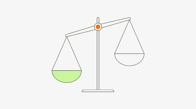 Balance scales representing the ROI balance of seeding-first affiliate strategy