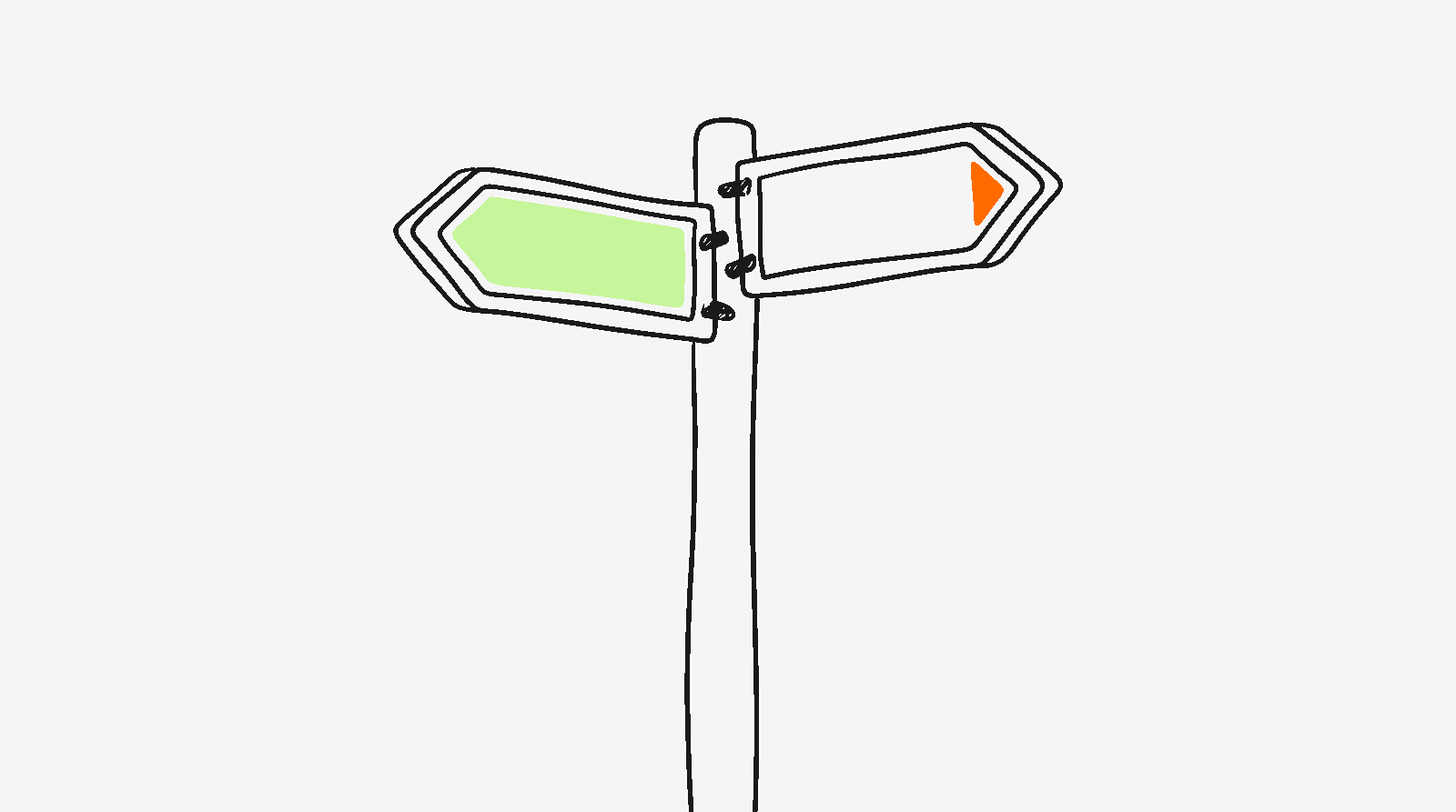 Forked signpost illustration representing the FBT vs self-ship decision
