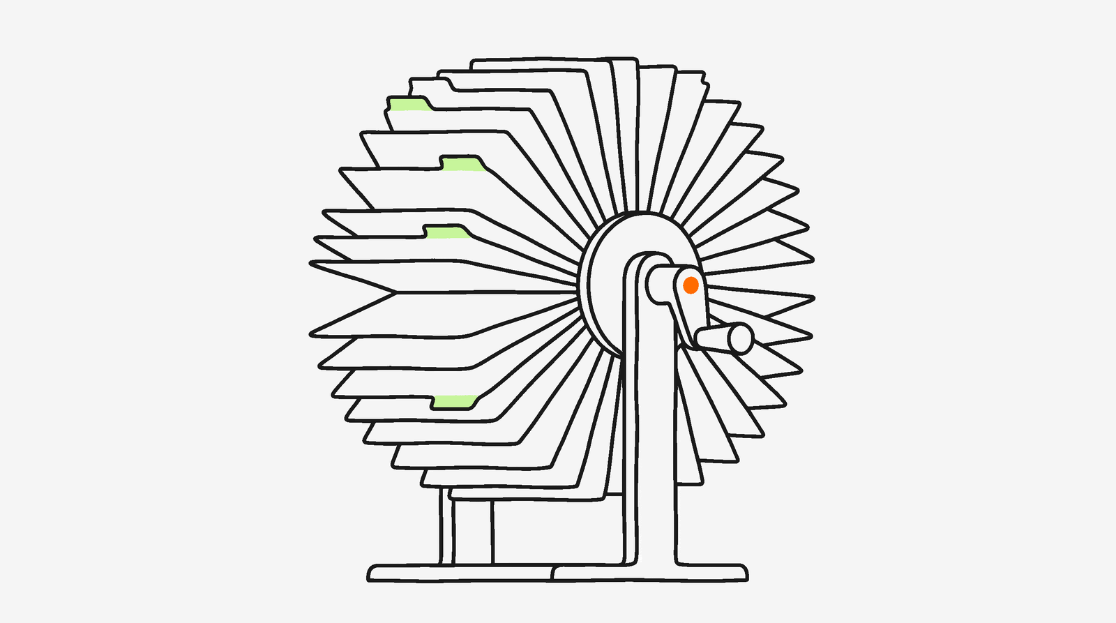 Card index visual representing the 5-layer creator management operating system